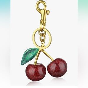 Cherry Keychain with Gold Hardware